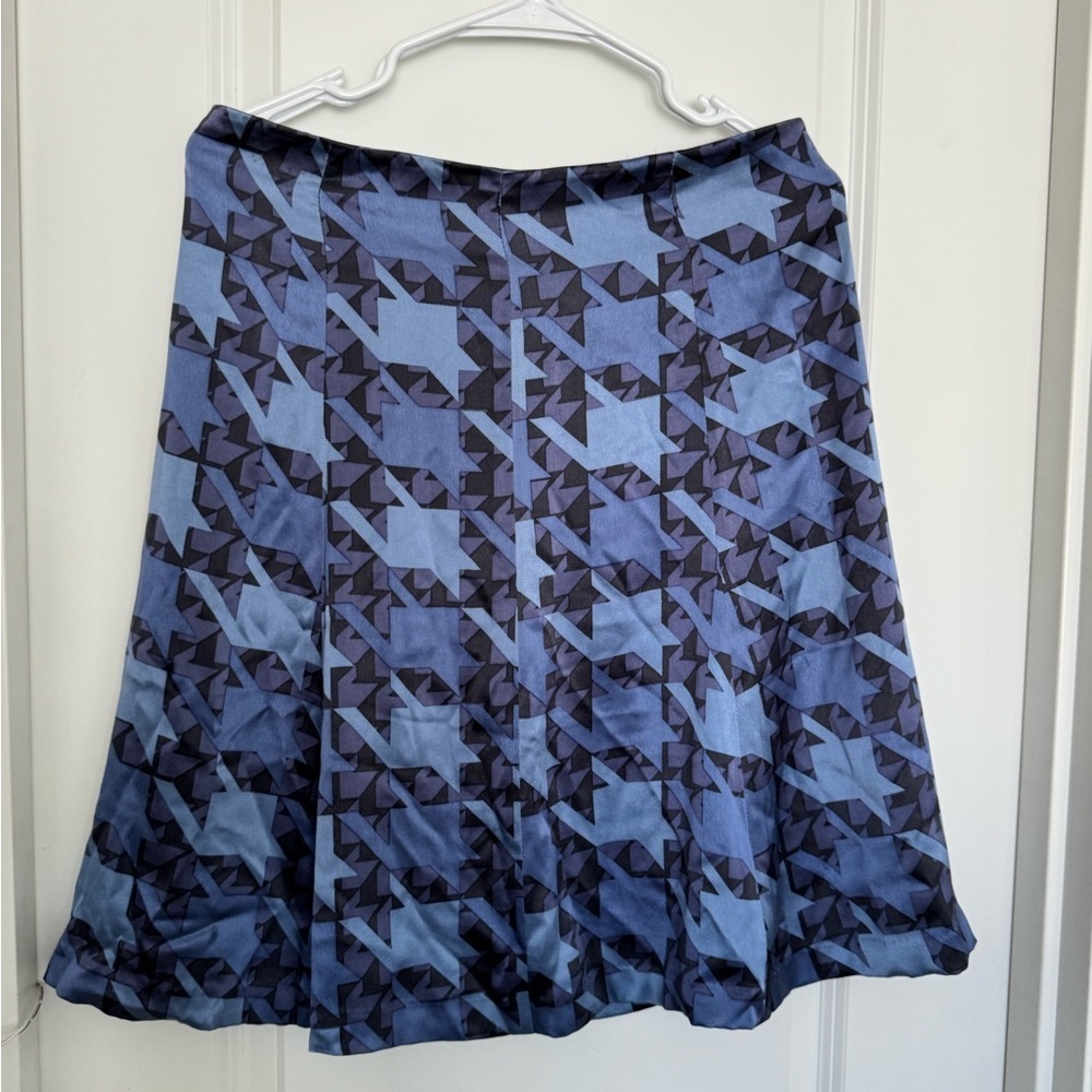 Kenneth Cole Geometric Blue and Black A-Line Skirt